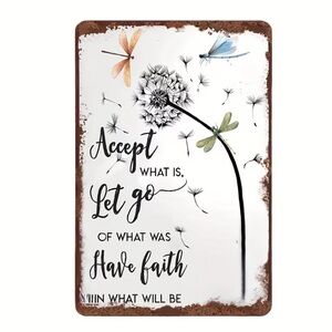 WOOD Wall Art Inspirational with Dandelions and Dragonfly Graphic Design